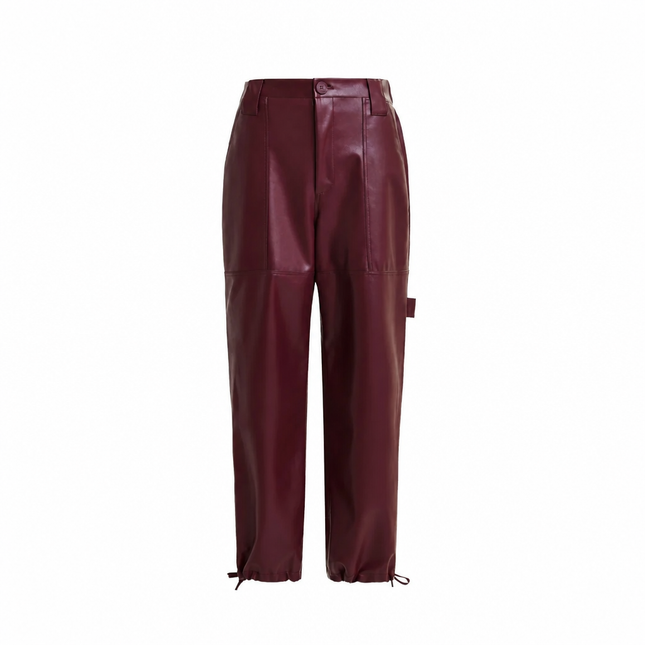 Essentiel Antwerp Faux Leather Trousers - Wine