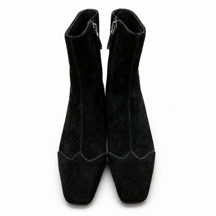 Lola Cruz Suede Block Heel Boot - Black