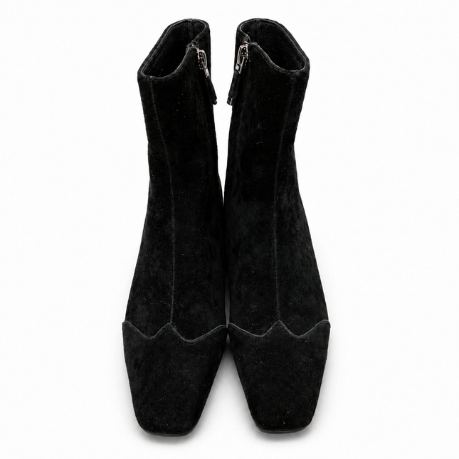 Lola Cruz Suede Block Heel Boot - Black