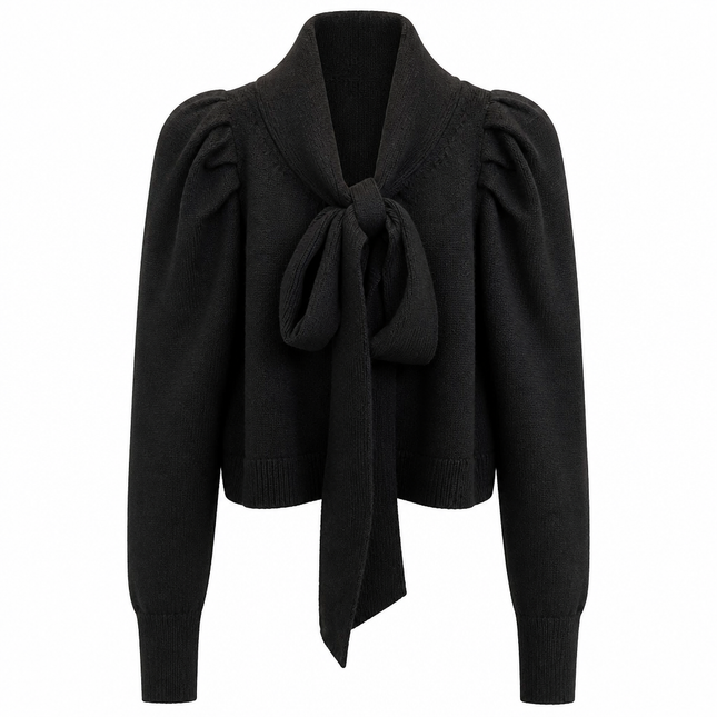Psophia Bow Cardigan - Black