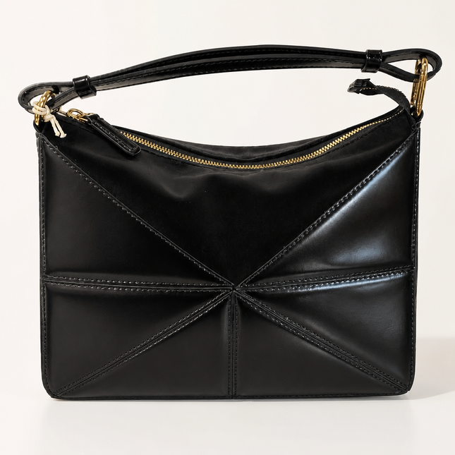 Abro Triangle Cross Body - Black/Gold Zip