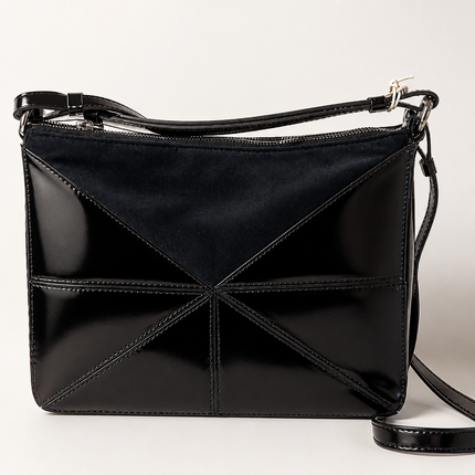 Abro Triangle Cross Body - Black/Silver Zip
