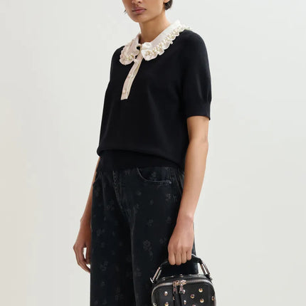 Essentiel Antwerp Beaded collar knit top