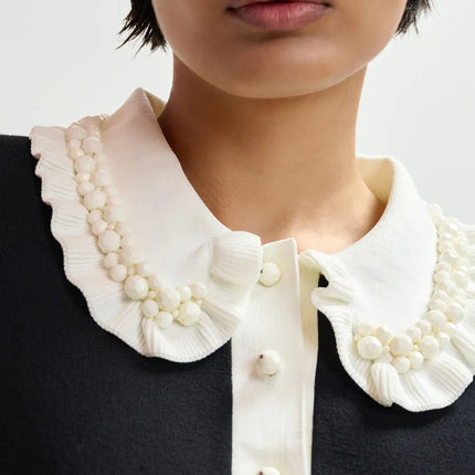 Essentiel Antwerp Beaded collar knit top