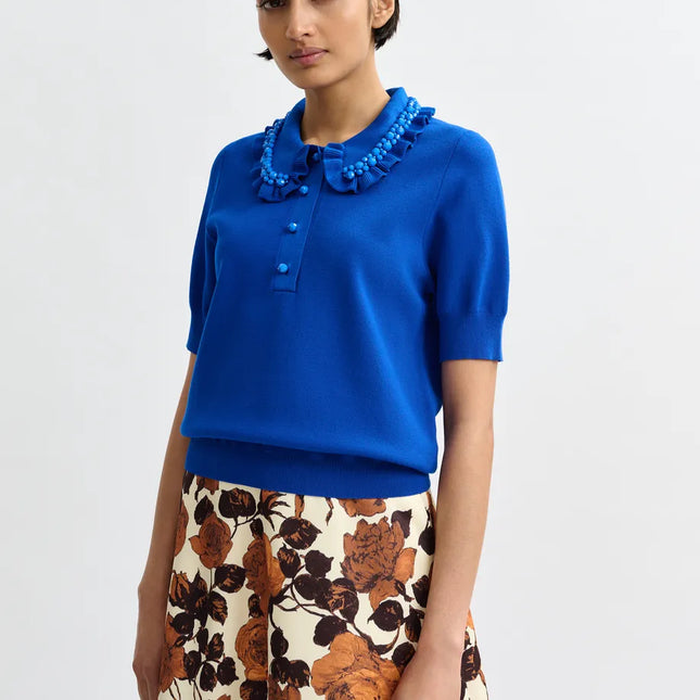 Essentiel Antwerp Beaded collar knit top