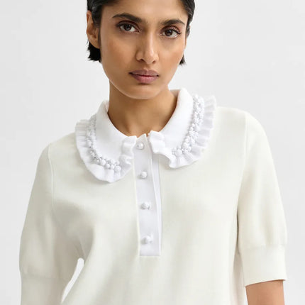 Essentiel Antwerp Beaded collar knit top