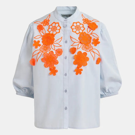 Essentiel Antwerp Jorja Applique Shirt blue and orange