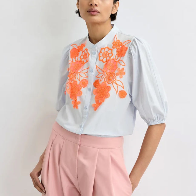 Essentiel Antwerp Jorja Applique Shirt blue and orange