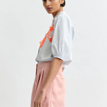 Essentiel Antwerp Jorja Applique Shirt blue and orange