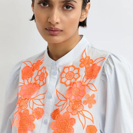 Essentiel Antwerp Jorja Applique Shirt blue and orange