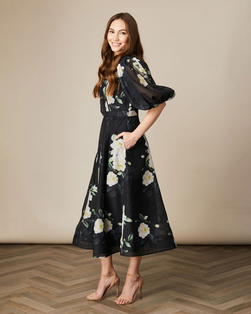Fee G Kate puff / pleated sleeved dress
