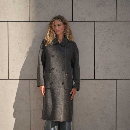 Mos Mosh Lucca Barkley wool herringbone coat grey