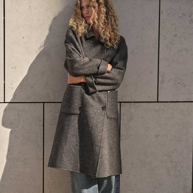 Mos Mosh Lucca Barkley wool herringbone coat grey
