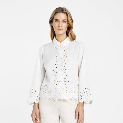 Gustav Lydia Shirt with broderie anglaise sleeves and front trim