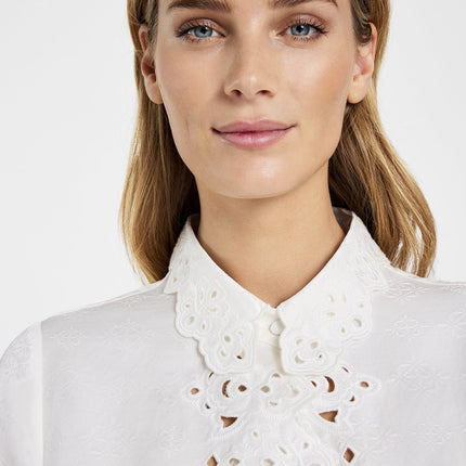 Gustav Lydia Shirt with broderie anglaise sleeves and front trim