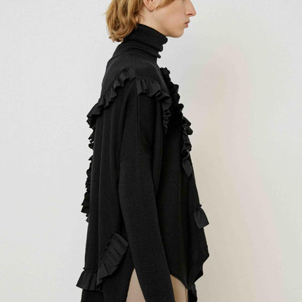 MeiMei J M5FZ64 polo neck long knit with ruffle details