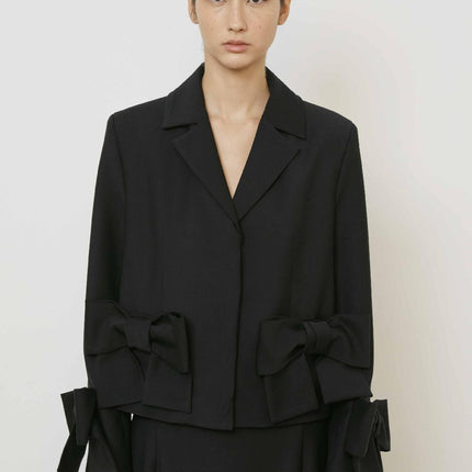 MeiMeiJ M5IH09 short cropped jacket with bow details black