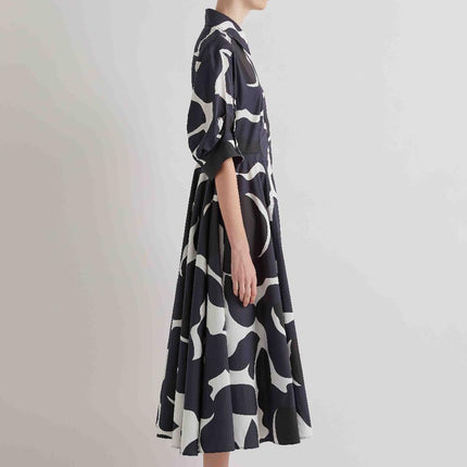 Meimeij M6PAH4 cotton shirt dress in black/navy/white