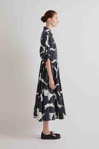 Meimeij M6PAH4 cotton shirt dress in black/navy/white