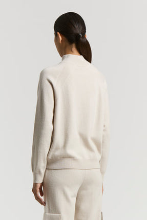 Peserico S99381F12 round neck kknit with silver trim on shoulder