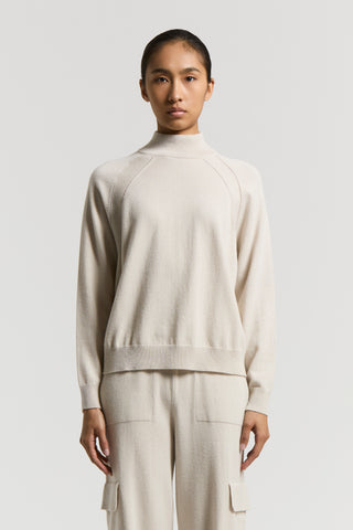 Peserico S99381F12 round neck kknit with silver trim on shoulder