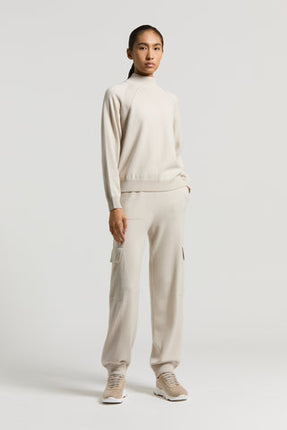 Peserico S99381F12 round neck kknit with silver trim on shoulder