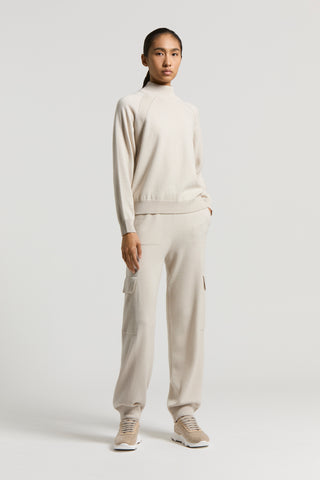 Peserico S99381F12 round neck kknit with silver trim on shoulder