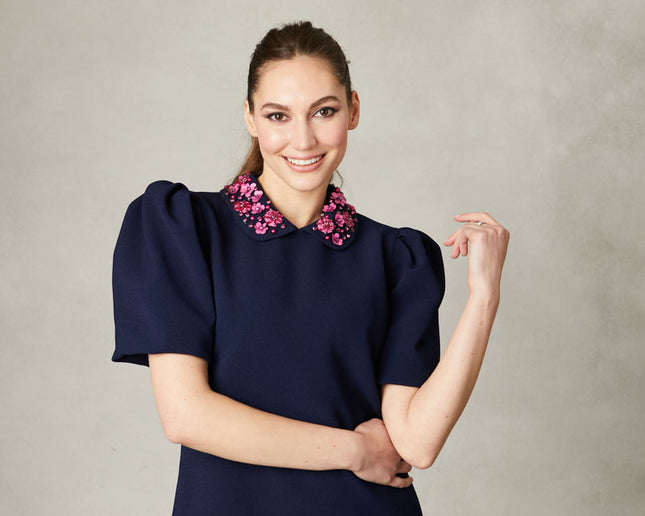 Fee G Sabrina beaded collar dress