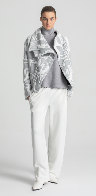 Lotus Eaters Roji Jacket with asymmetric style in grey and off white