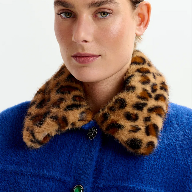 Essentiel Antwerp Intention leopard collar jacket