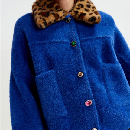 Essentiel Antwerp Intention leopard collar jacket