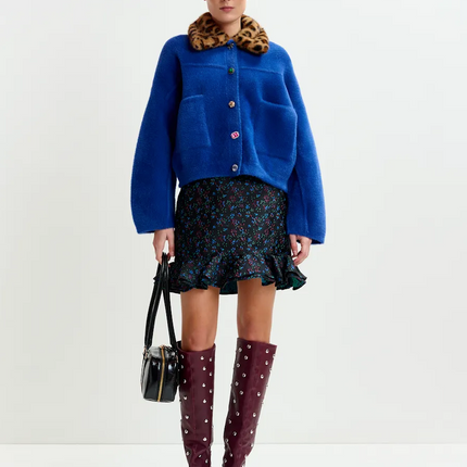 Essentiel Antwerp Intention leopard collar jacket