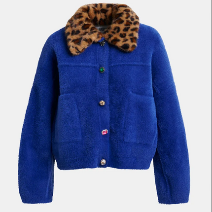Essentiel Antwerp Intention leopard collar jacket