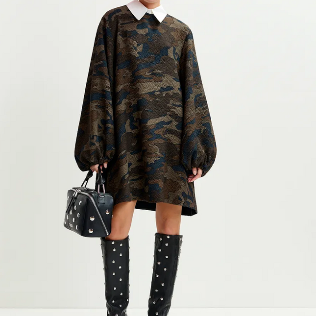Essentiel Antwerp Inspector removeable collar dress camouflage