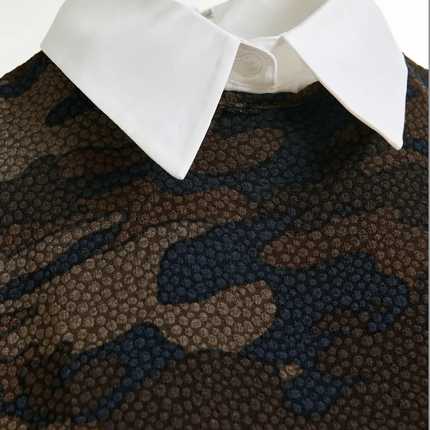 Essentiel Antwerp Inspector removeable collar dress camouflage