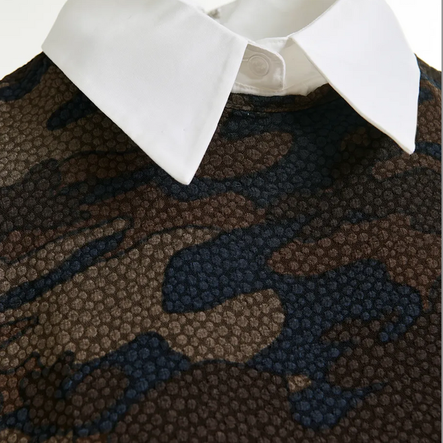 Essentiel Antwerp Inspector removeable collar dress camouflage