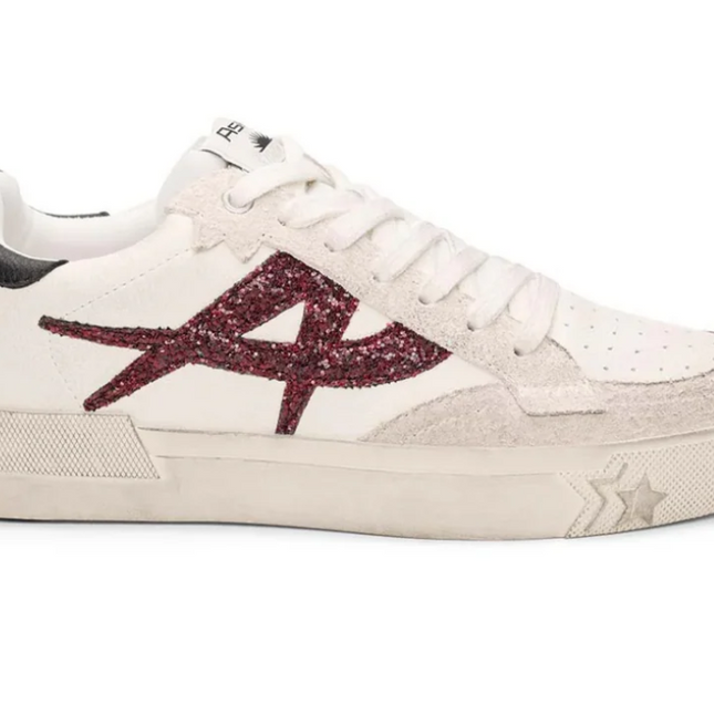 Ash Moonlight leather runner off white with wine sparkle details