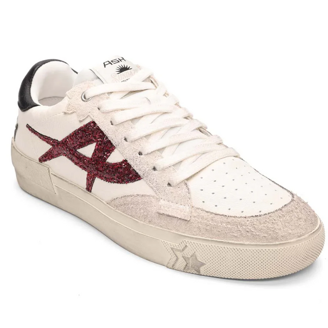 Ash Moonlight leather runner off white with wine sparkle details