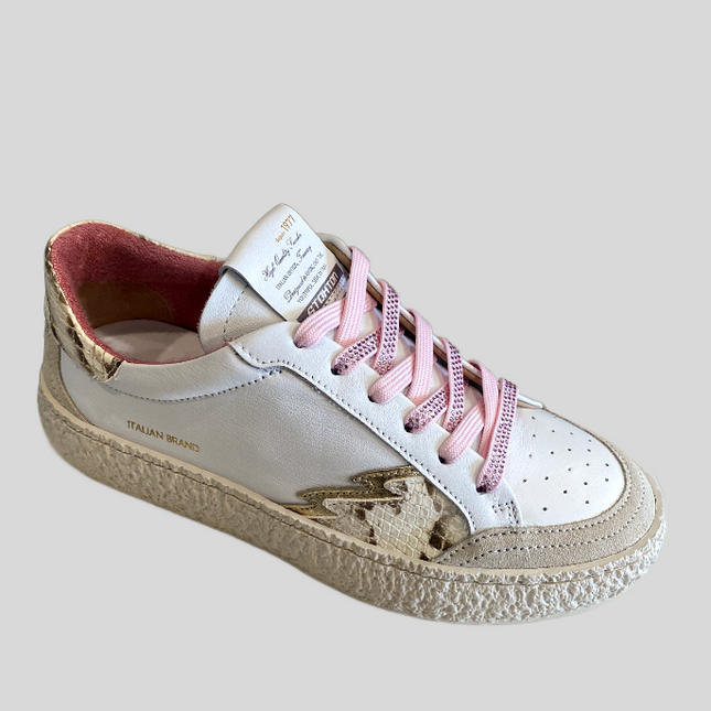 Stokton Blaze white/pink trainer with sparkle laces