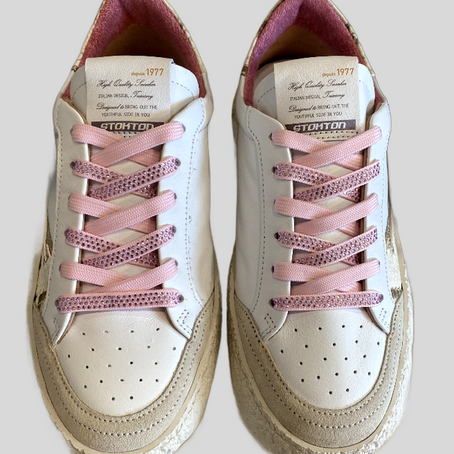 Stokton Blaze white/pink trainer with sparkle laces
