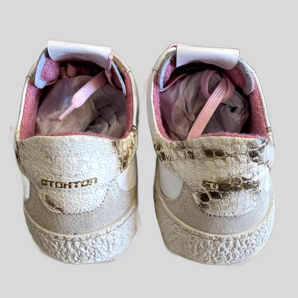 Stokton Blaze white/pink trainer with sparkle laces