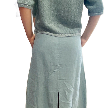 Transit D1303 linen pocket detail skirt in teal
