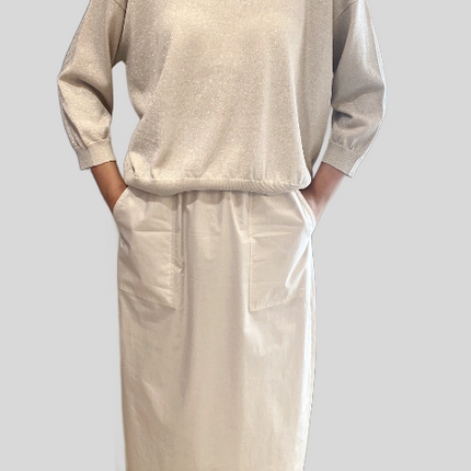 Peserico A05782 cotton skirt with pockets midi lenght