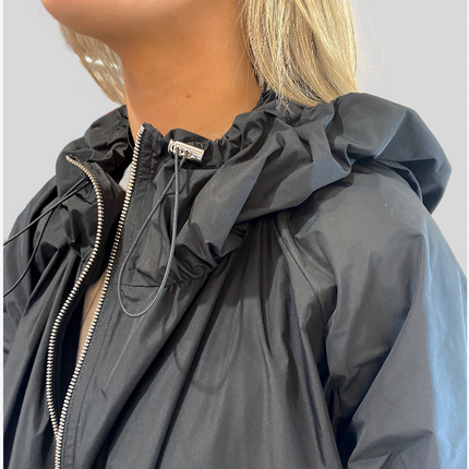 Meimeij M6PD03 techno fabric jacket with hood and multi pockets Black