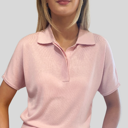 Estheme JF6S025S collar polo knit short sleeve pink