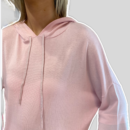 Estheme CKE62165 hooded knit with lurex trim pink