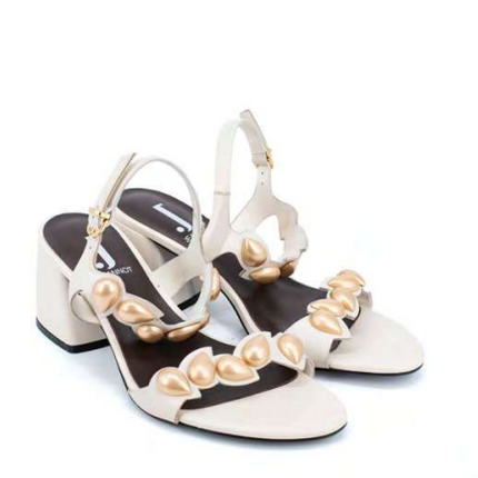 Jeannot AJ624B Sandal block snakeskin heel