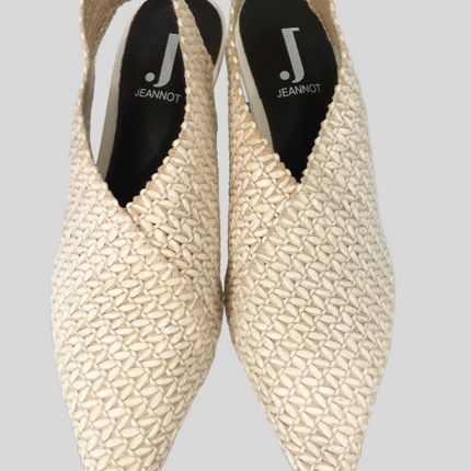 Jeannot AJ651B Slingback pointed toe stretch hessian and leather