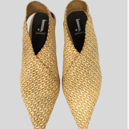 Jeannot AJ651C Slingback pointed toe stretch hessian and leather