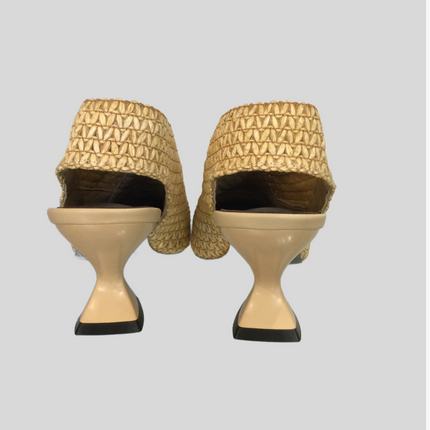 Jeannot AJ651C Slingback pointed toe stretch hessian and leather